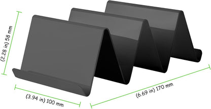 24 Packs Taco Holder Stands, Plastic Taco Shell Rack, Black Tray for Taco Carnival Parties, Dishwasher and Microwave Safe