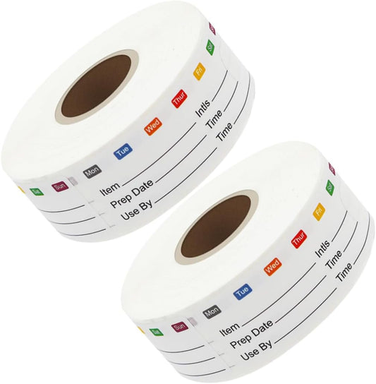 SHOWERORO 2rolls Date Stickers for Containers Freezer-Friendly Reusable Food Storage Labels Kitchen Organization Colors