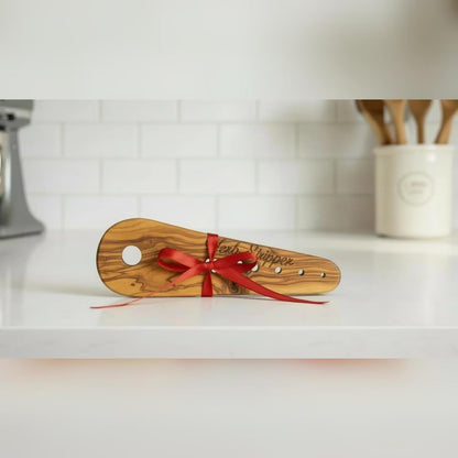 Handmade Olive Wood Herb Stripper, Natural Wood Kitchen Tool for Fresh Herbs