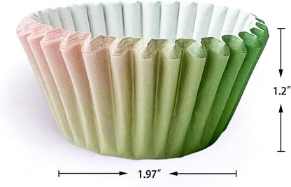 qiqee 300PCS Mini Gradient Cupcake Liners Cupcake Cups 6 Designs Blue Gradient Cupcake Papers Baking Cups Cupcake Wrappers (Small Size)