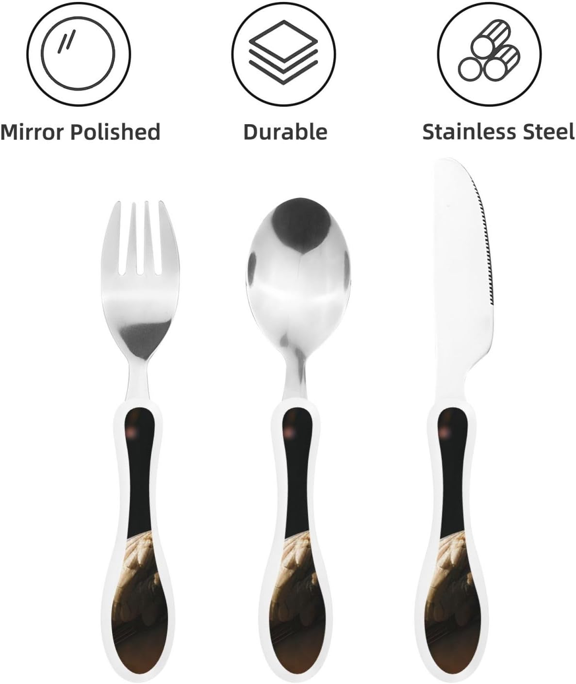 3-Piece Kids Silverware Set With Storage Case, Stainless Steel Reusable Children Safe Knife Spoon Fork Set Classy Flowers Children Flatware Set For Kids Lunch Box