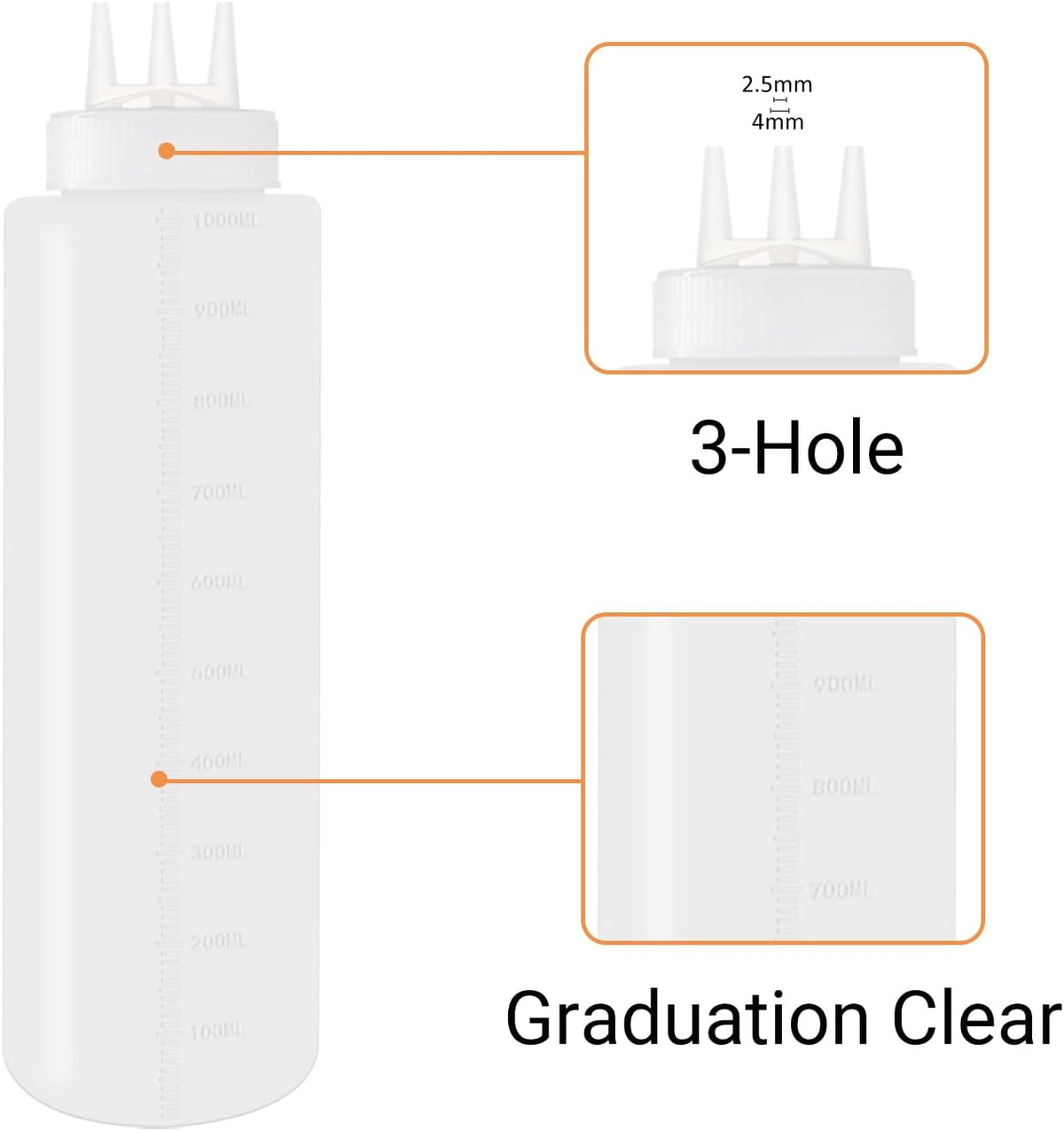 32 oz / 1000 ml Plastic Squeeze Bottles 3-Hole
