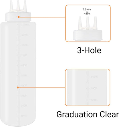32 oz / 1000 ml Plastic Squeeze Bottles 3-Hole