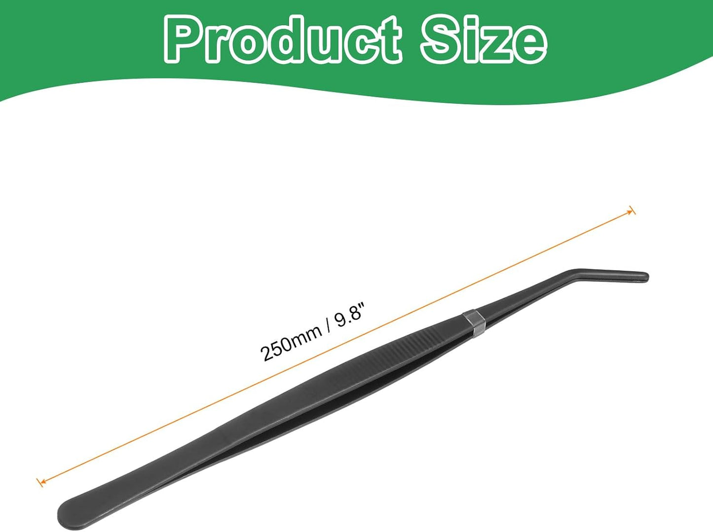 HARFINGTON Stainless Steel Tweezers 4.9 Inch Precision Tweezers with Curved Serrated Tip Multi-Purpose Kitchen Tongs for Cooking Gardening Repairing Craft, Black