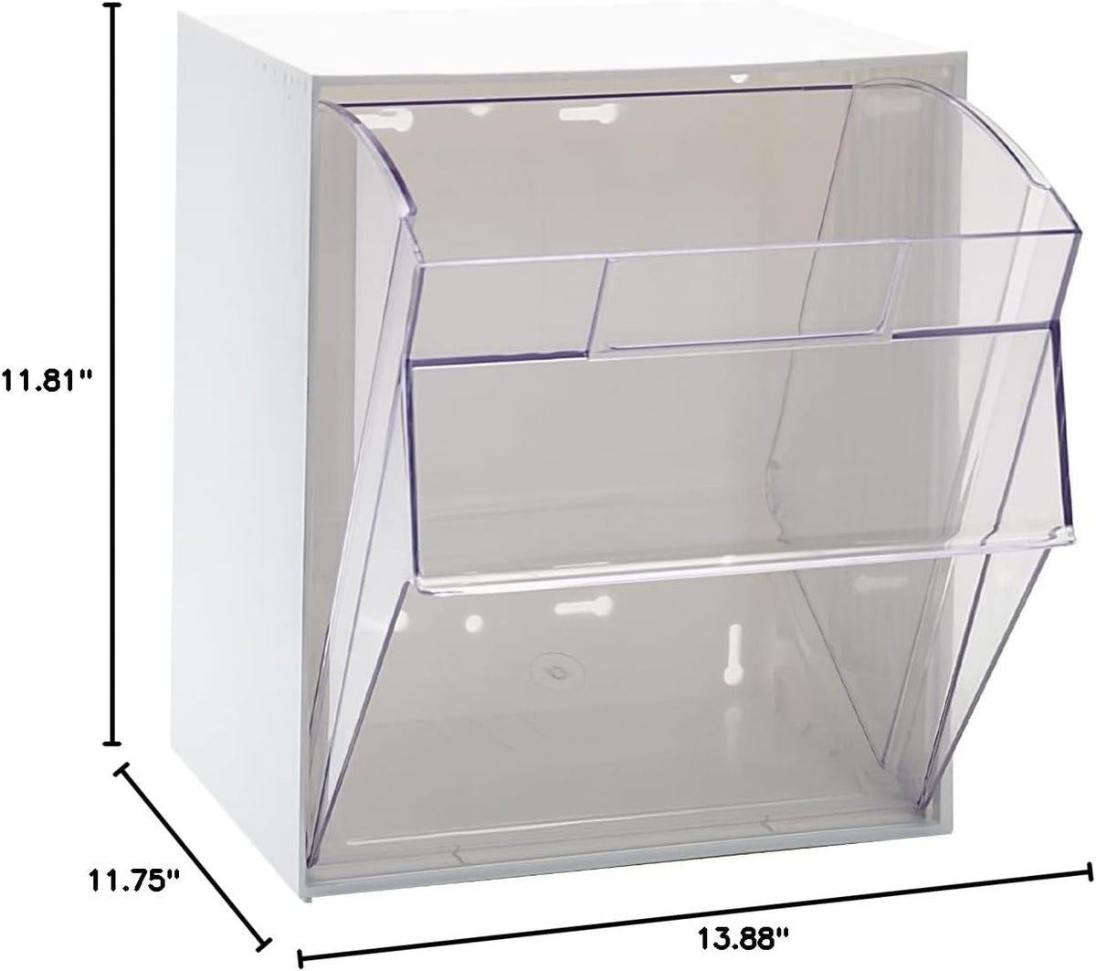 Quantum Storage Systems QTB302WT 2 Drawers Tip Out Cabinet Part Organizer White 14" H x 24" W x 12" D