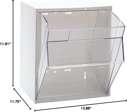 Quantum Storage Systems QTB302WT 2 Drawers Tip Out Cabinet Part Organizer White 14" H x 24" W x 12" D