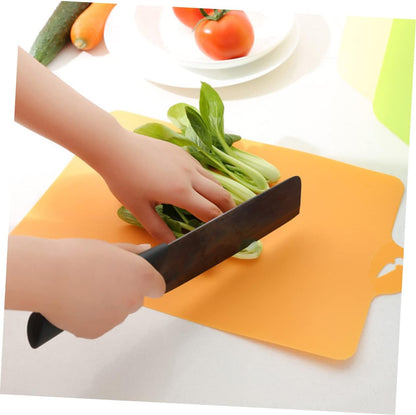 4pcs Flexible Cutting Board Non-slip Textured and Kitchen Mats for Easy Food Transfer for Chopping Fruits Meat Vegetables and Fish Includes Blue Green Beige and Orange