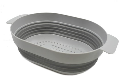 SAMMART 3L (0.8 gallon) Over The Sink Oval Colander (Grey, 1)