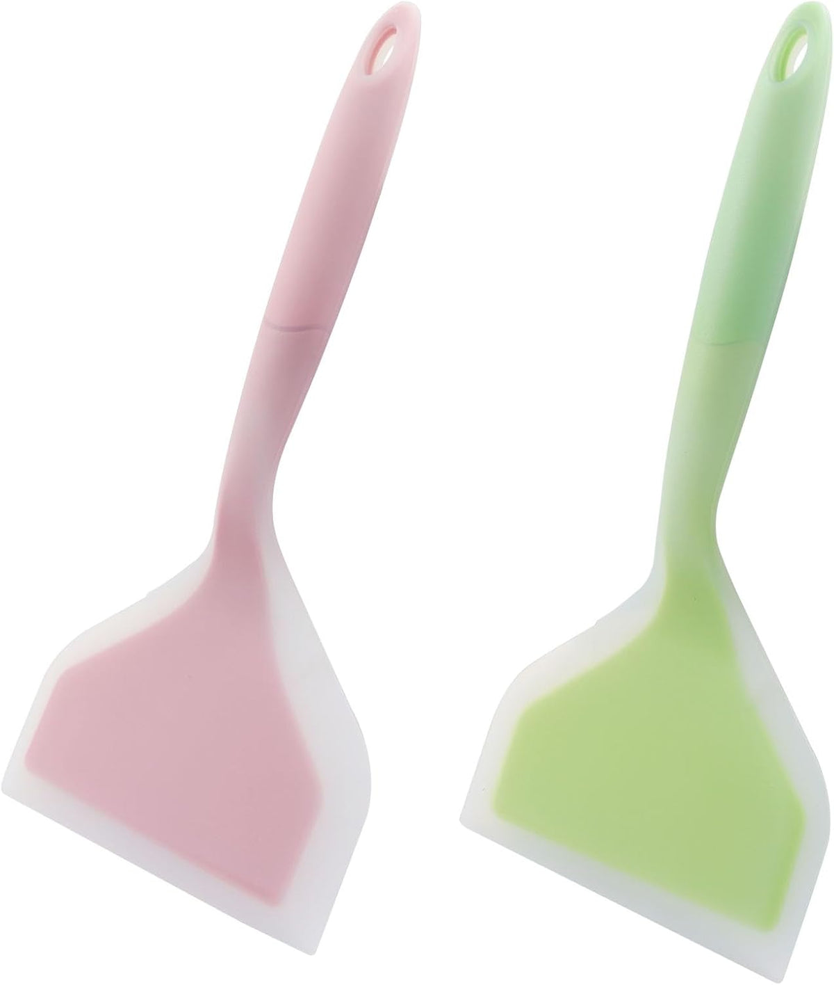 Hitefu 2 Pcs Silicone Spatula Turner, Green & Pink