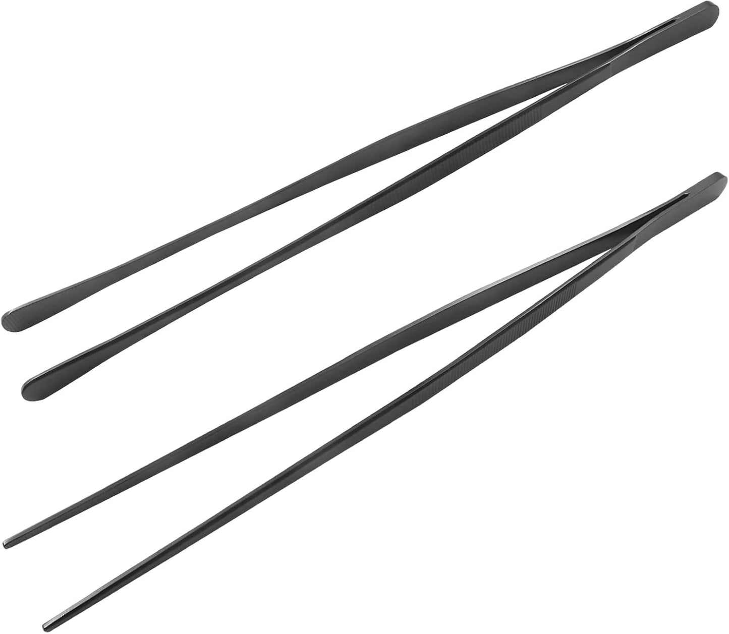 2 Pcs Stainless Steel Tweezers Tongs, 12 Inch Extra-Long Tweezers with Precision Serrated Tips for Kitchen Cooking, Baking, Garden (Rainbow)