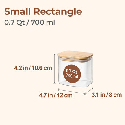 ComSaf Glass Storage Containers With Lids 6-Pack (0.7qt/1.2qt/1.6qt), Glass Pantry Storage Containers, Rectangular Glass Jars With Lid, Glass Canisters For Kitchen Flour Cereal Sugar Tea Coffee Bean