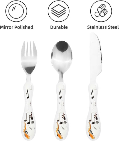 3-Piece Kids Silverware Set With Storage Case, Stainless Steel Reusable Children Safe Knife Spoon Fork Set Ballroom Dance Children Flatware Set For Kids Lunch Box