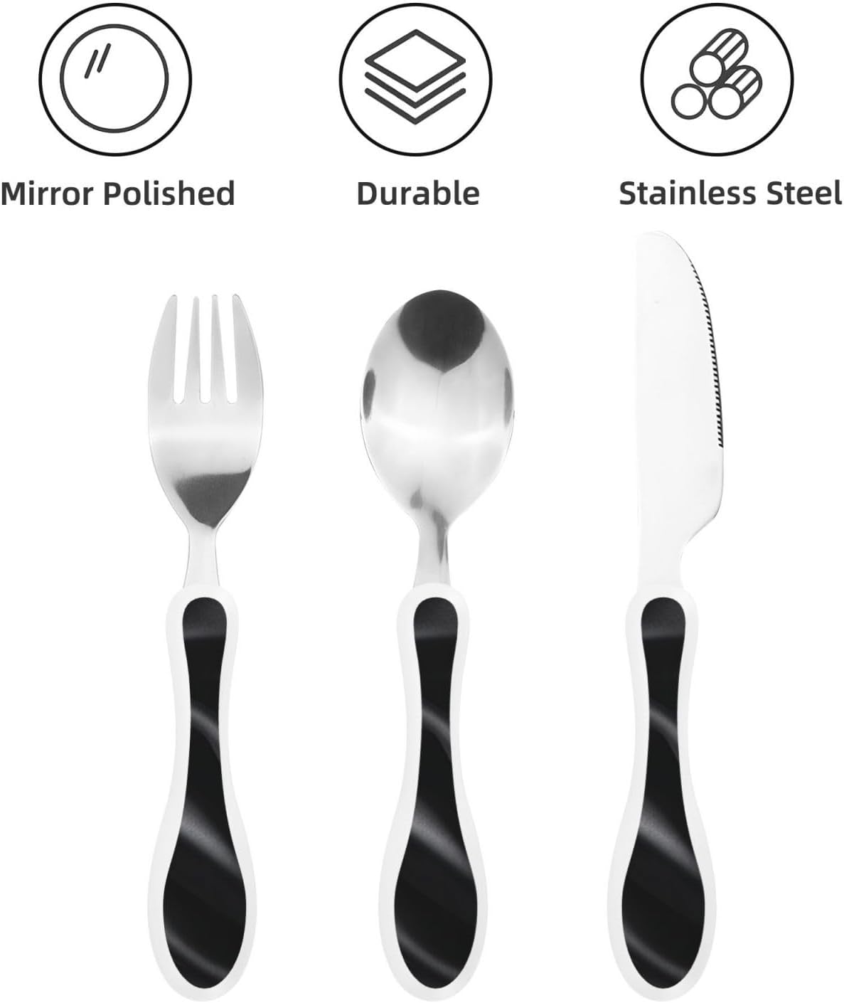 3-Piece Kids Silverware Set With Storage Case, Stainless Steel Reusable Children Safe Knife Spoon Fork Set Blue Eyed Dog Children Flatware Set For Kids Lunch Box