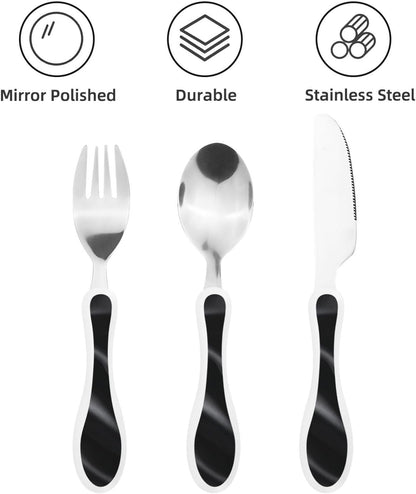 3-Piece Kids Silverware Set With Storage Case, Stainless Steel Reusable Children Safe Knife Spoon Fork Set Blue Eyed Dog Children Flatware Set For Kids Lunch Box
