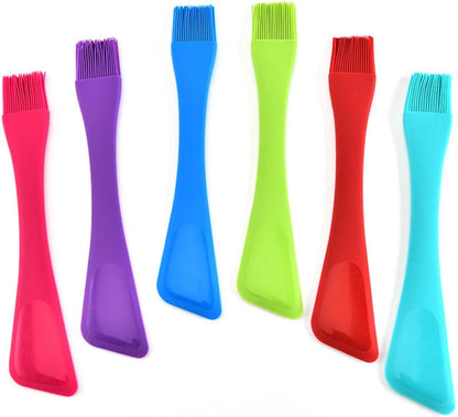 CHILDWEET Dual Head Silicone Basting Brush and Spatula Heat Resistant Kitchen Baking Tool for Bbq and Pastry 2pcs Set Suitable for Home Cooking and Grilling Random Random Color