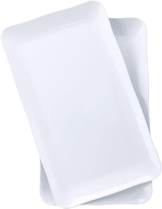 17-Inch Melamine Tray (Set of 2) - Unbreakable and Reusable Plastic Platters with Ceramic Feel, Stackable and Dishwasher-Safe - Versatile for All Meals