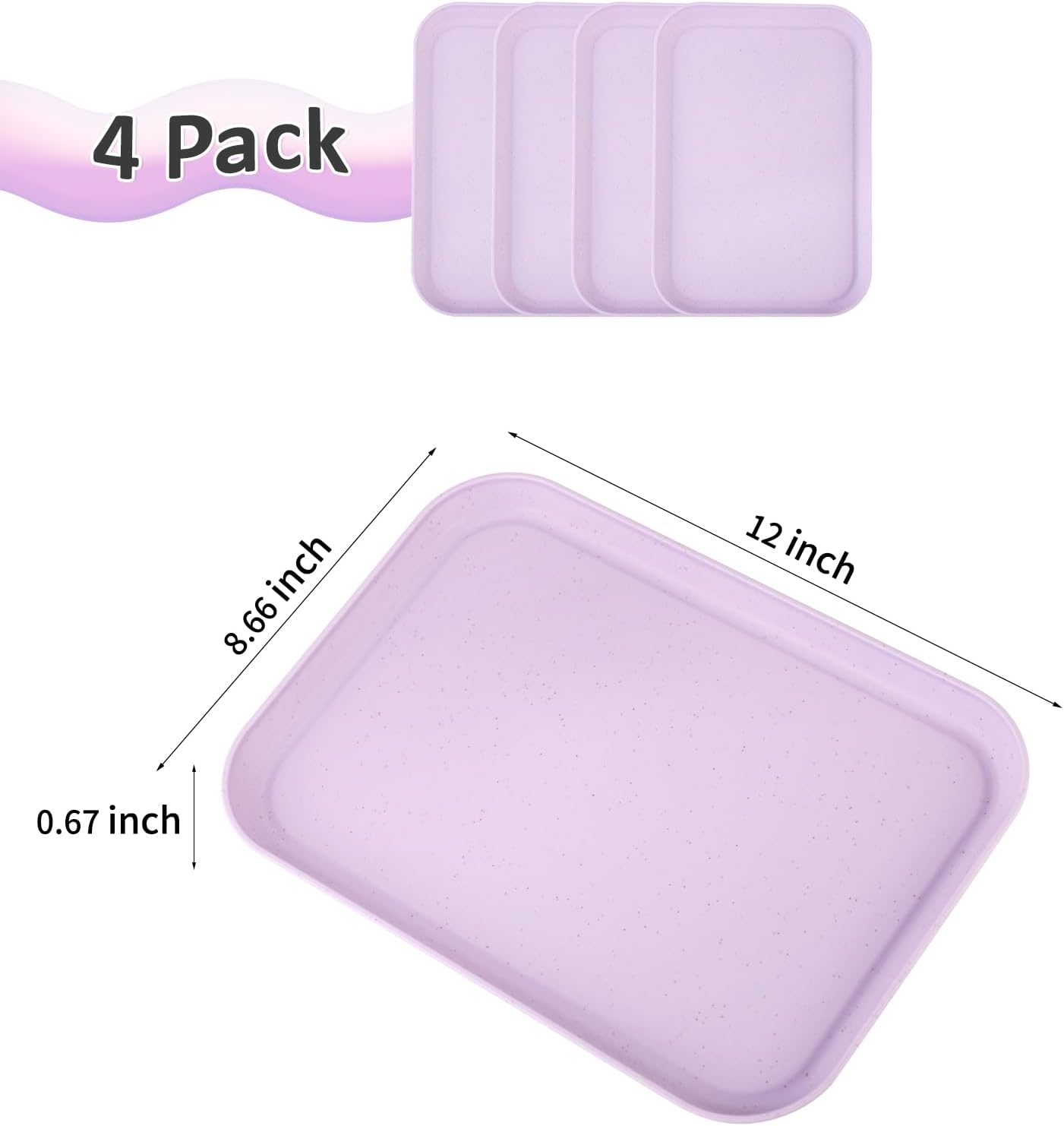 4 Pack Multicolo Plastic Serving Trays for Party Serving Food - Rectangular, 8.66 by 12 in, Heavy Duty Dessert Trays for Food Erving Platters for Party Tray Decor Veggie,Snack
