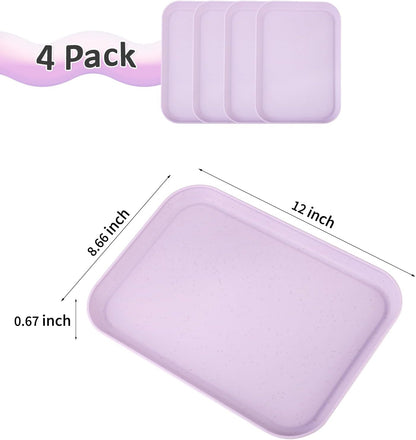 4 Pack Multicolo Plastic Serving Trays for Party Serving Food - Rectangular, 8.66 by 12 in, Heavy Duty Dessert Trays for Food Erving Platters for Party Tray Decor Veggie,Snack