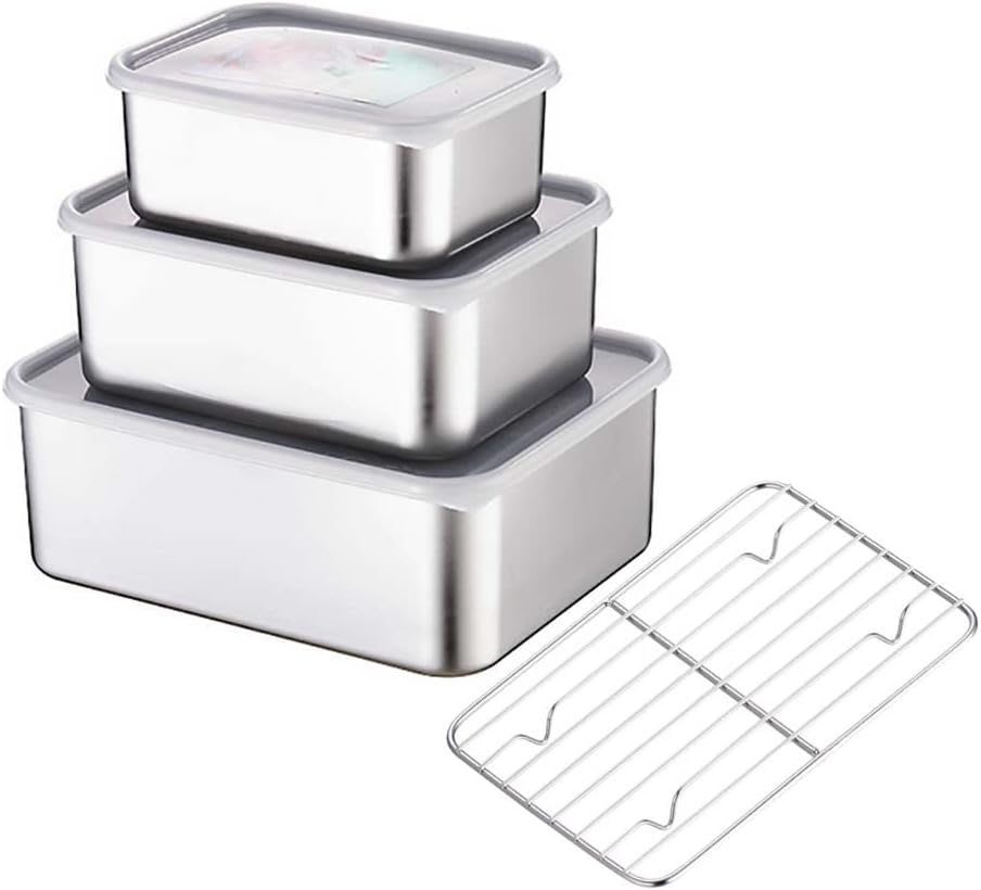 Stainless Steel Food Containers with Lids, Set of 5 Meal Prep Container Reusable Metal Food Storage Bento Lunch Box for Kitchen Picnic, BPA Free,67oz,118oz)