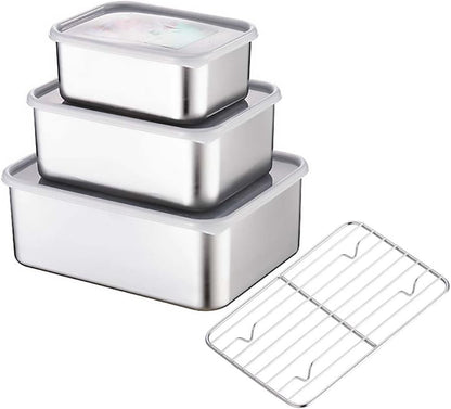 Stainless Steel Food Containers with Lids, Set of 5 Meal Prep Container Reusable Metal Food Storage Bento Lunch Box for Kitchen Picnic, BPA Free,67oz,118oz)