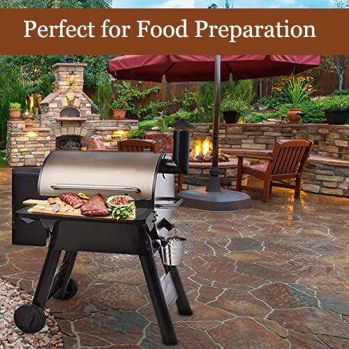 QuliMetal Folding Front Shelf for Traeger Pro 34, Texas Elite 34, Century 885 and Eastwood 34, 37" x 12" Heavy-Duty Grill Prep Table with Cutting Board, Stainless Steel Basin, Lid and 5 Hooks