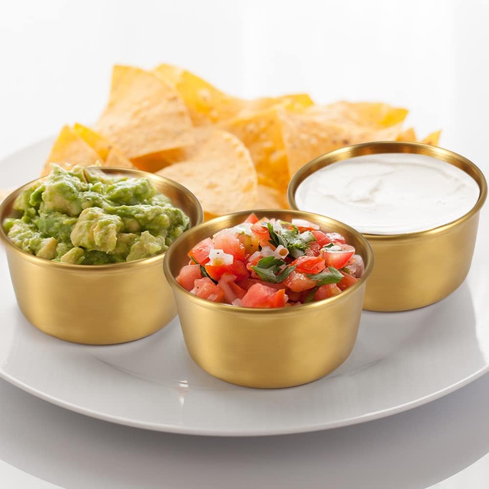 Ramekin Sauce Dipping Bowl Mini Sauce Cups Pudding Condiment Cups for Home Party Stainless Steel (Sliver 12 Pack 50ml)