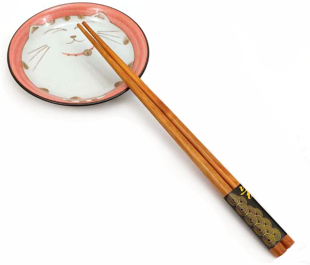 JapanBargain, Japanese Style Wooden Chopsticks and Bamboo Rice Paddle Gift Set, 5 Pairs Reusable Hardwood Chopsticks with 8" Rice Scoop in Gift Box, Dishwasher Safe
