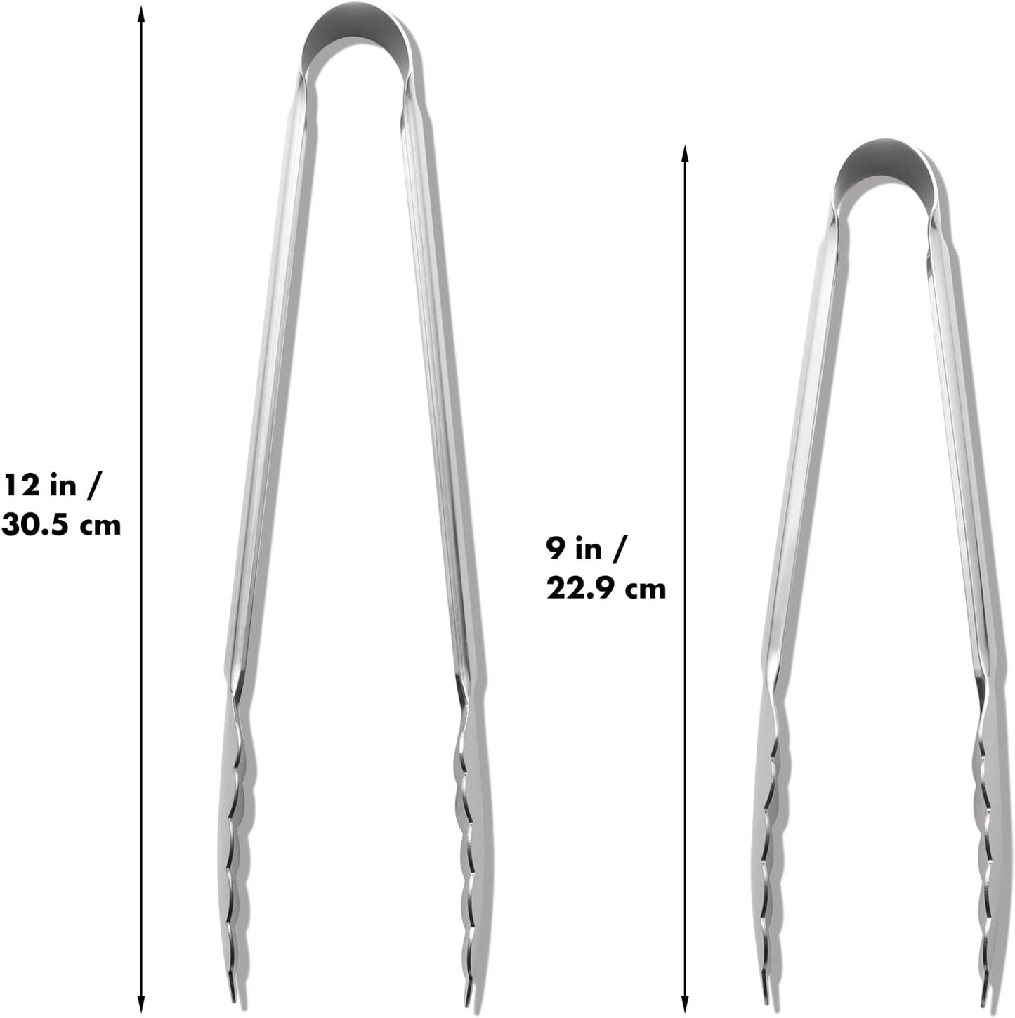 OYV Seamless Tongs for Cooking, One-Piece Design, Durable Heat Resistant Stainless Steel Tongs for Kitchen, Grill, BBQ, Salad, Dishwasher Safe, Metal Tongs Set (12" & 9")
