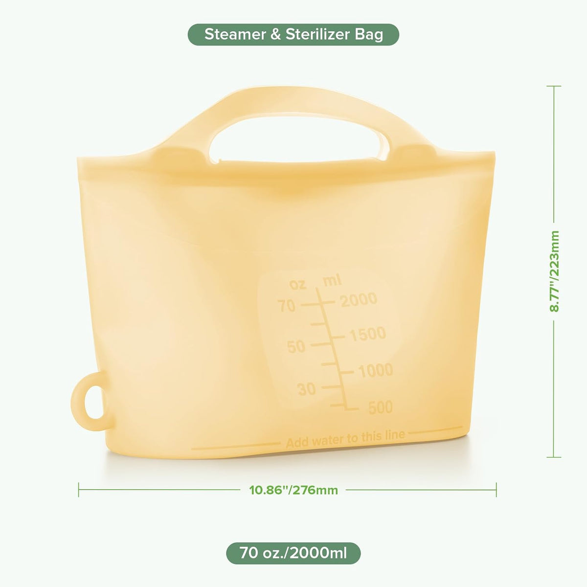 Haakaa Silicone Microwave Steamer & Steriliser Bag, 70oz/2000ml Large Capacity Reusable Steaming Bags for Baby Bottles, Breast Pump, Accessories, Pacifiers,Teethers, Great for Home&On The Go, Grey/1PC