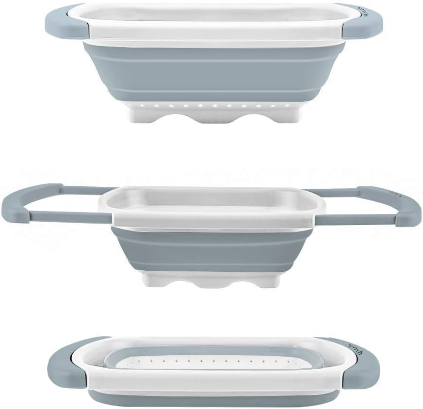 QiMH Collapsible Colander Strainer Set of 4-1 PC 6 Quart Expandable 2 PC 4 Quart(1 gal) and 1 PC 2 Quart(0.5 gal) - BPA Free & Dishwasher-safe Silicone Kitchen Foldable Strainer for Pasta, Veggies
