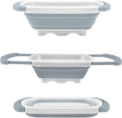 QiMH Collapsible Colander Strainer Set of 4-1 PC 6 Quart Expandable 2 PC 4 Quart(1 gal) and 1 PC 2 Quart(0.5 gal) - BPA Free & Dishwasher-safe Silicone Kitchen Foldable Strainer for Pasta, Veggies
