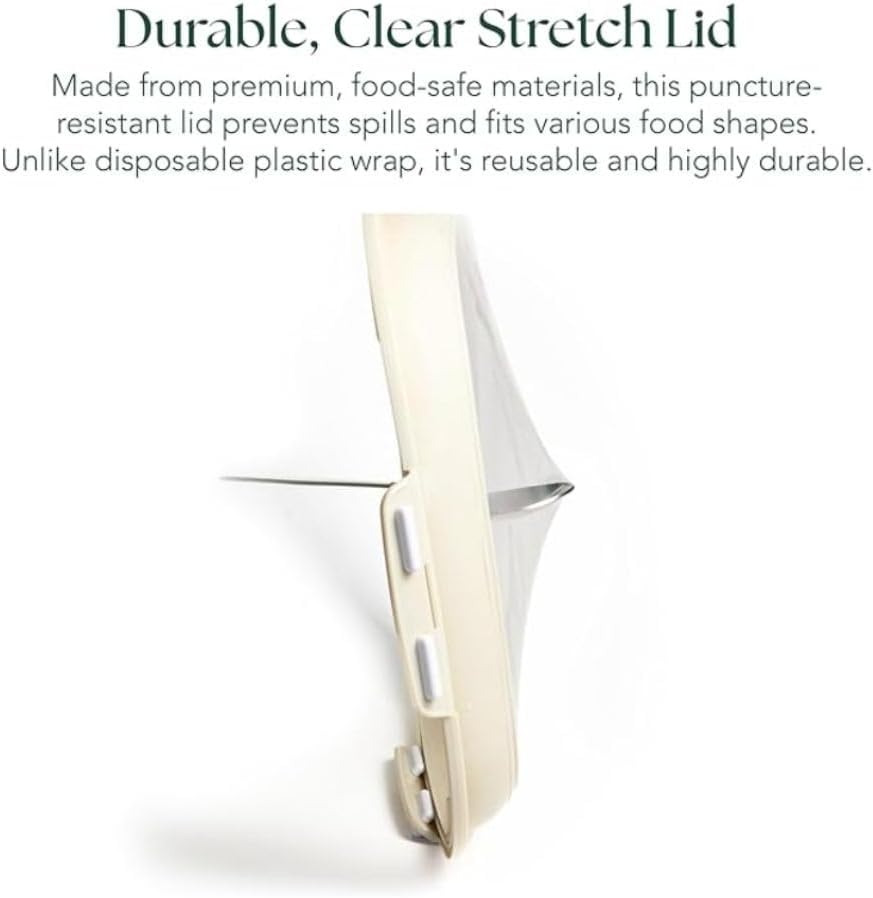 Crudités | Portable Snack Tray | Rectangle 2-Pack | Cream White | Reversible Stretch Lid Food Containers | BPA-Free, Freezer & Dishwasher Safe | Meal-Prep, Charcuterie, Salads, Picnic, Travel