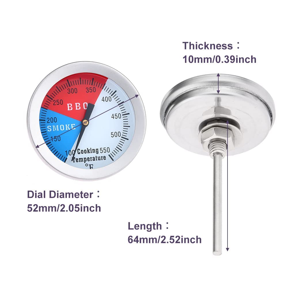 3" Face 1000F Charcoal BBQ Thermometer,1PC Barbecue Temperature Gauge