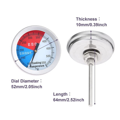 3" Face 1000F Charcoal BBQ Thermometer,1PC Barbecue Temperature Gauge