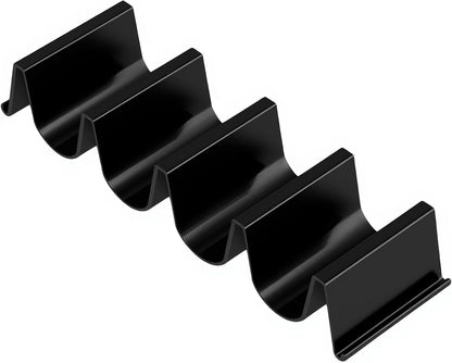 JAPCHET 24 PCS Taco Holder Stands, Black Large Taco Rack Tray Plates Plastic for Tacos Tuesday Night Party Supplies, Each Holds Up to 4 Tacos
