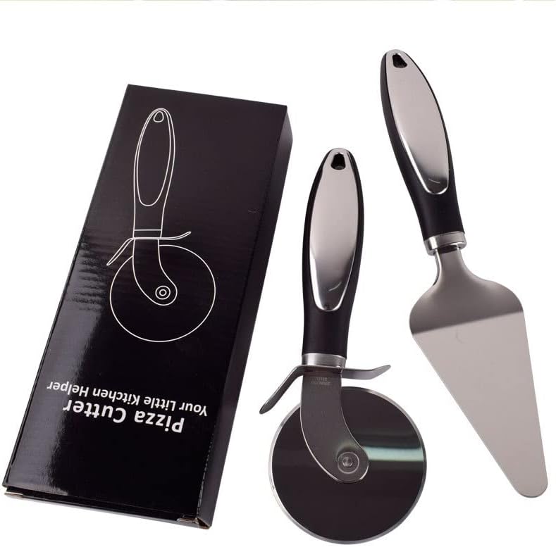 Stainless Steel Pizza Cutter and Server Set