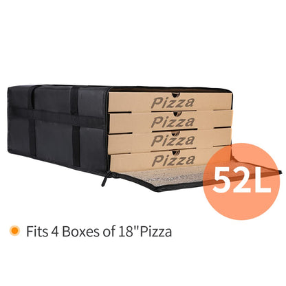 Bodaon Insulated Food Delivery Bag, XXXL Pizza Delivery Bags for Hot and Cold Food, Commercial, Large Capacity Reusable Warming Bag, Catering Cooler Bag for Rideshare, Warmers for Parties (Black, 1Pk)