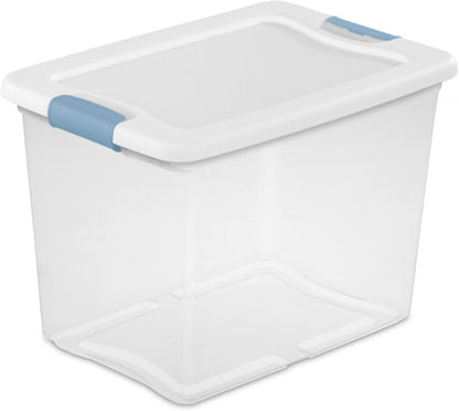 Sterilite 6-Pack Latching Box, Under Bed Storage Bins with Lids, Clear Plastic, 25 Quart - Heavy-Duty Organizing Containers for Closet, Bathroom, and Office
