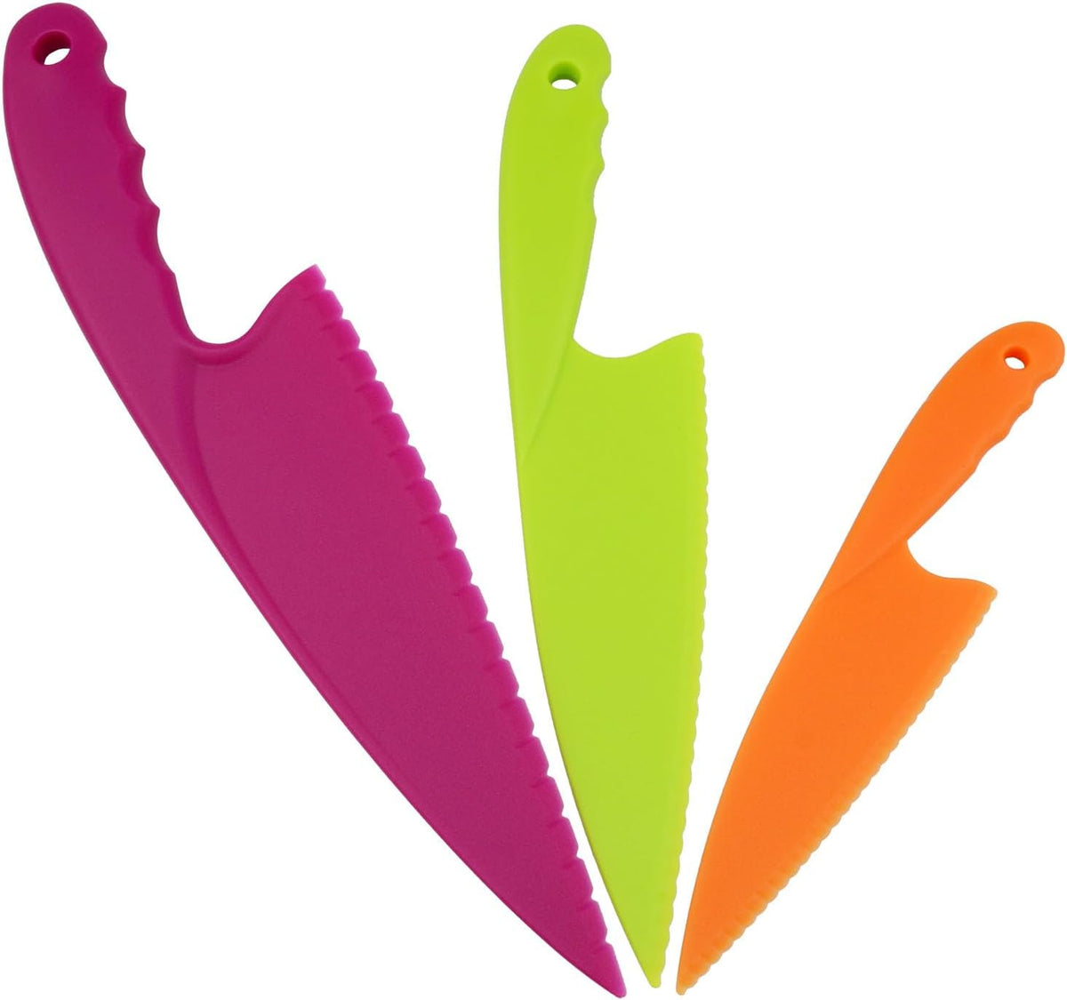 Xhziy 3 Piece Lettuce Knife Set, Nylon Cutters for Fruit and Kids
