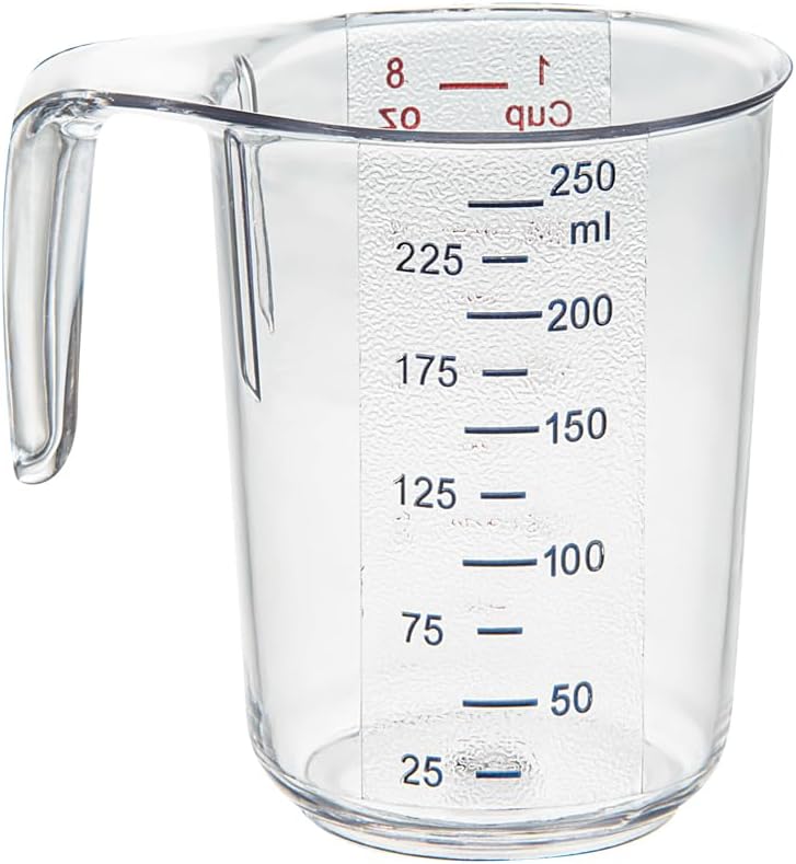 Restaurantware Plastic Measuring Cup - Chef 101 Measuring Jug with Dual Unit Markings, Dishwasher Safe - Clear Measuring Cup for Kitchen, Restaurants