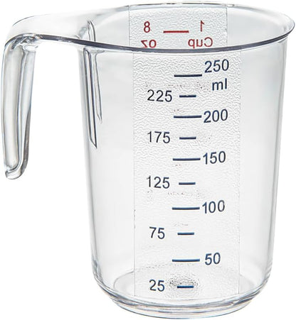 Restaurantware Plastic Measuring Cup - Chef 101 Measuring Jug with Dual Unit Markings, Dishwasher Safe - Clear Measuring Cup for Kitchen, Restaurants