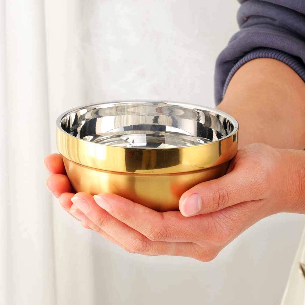 Stainless Steel Bowl Set: 500 ml Cereal Bowl, Set of 10 with Gift Box Included. Double Walled Insulated & Dishwasher Safe, Durable Deep Soup Bowl, Suitable for Home Kitchen & Child (Silver)