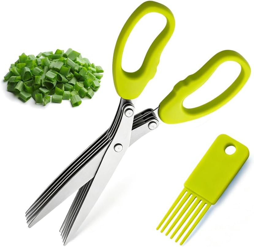 2026 New Herb Scissors with 5 Thickened Sharp Blades (Green)
