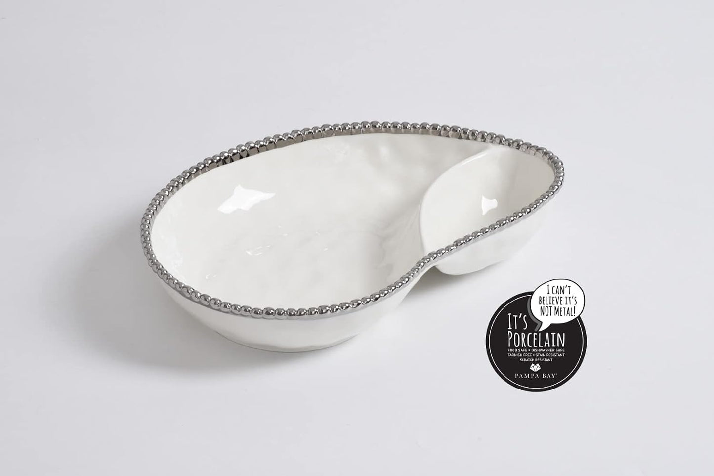 Pampa Bay Titanium-Plated Porcelain 2 Section Serving Piece