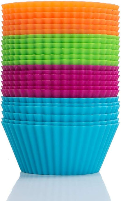 Webake Jumbo Silicone Muffin Cups, 3.5 Inch Jumbo Silicone Baking Cups Reusable Cupcake Liners Nonstick Large Cake Cups Set Stand Alone Cupcake Holder, 12 Pack Auto Cup Holder Liner