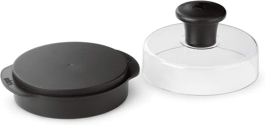 Weber Original Burger Press, Black – Creates Perfect Flat 1/4 lb & 1/2 lb Patties with Built‑in Dimple, Detachable Handle & Nylon Grip - Grill Accessory