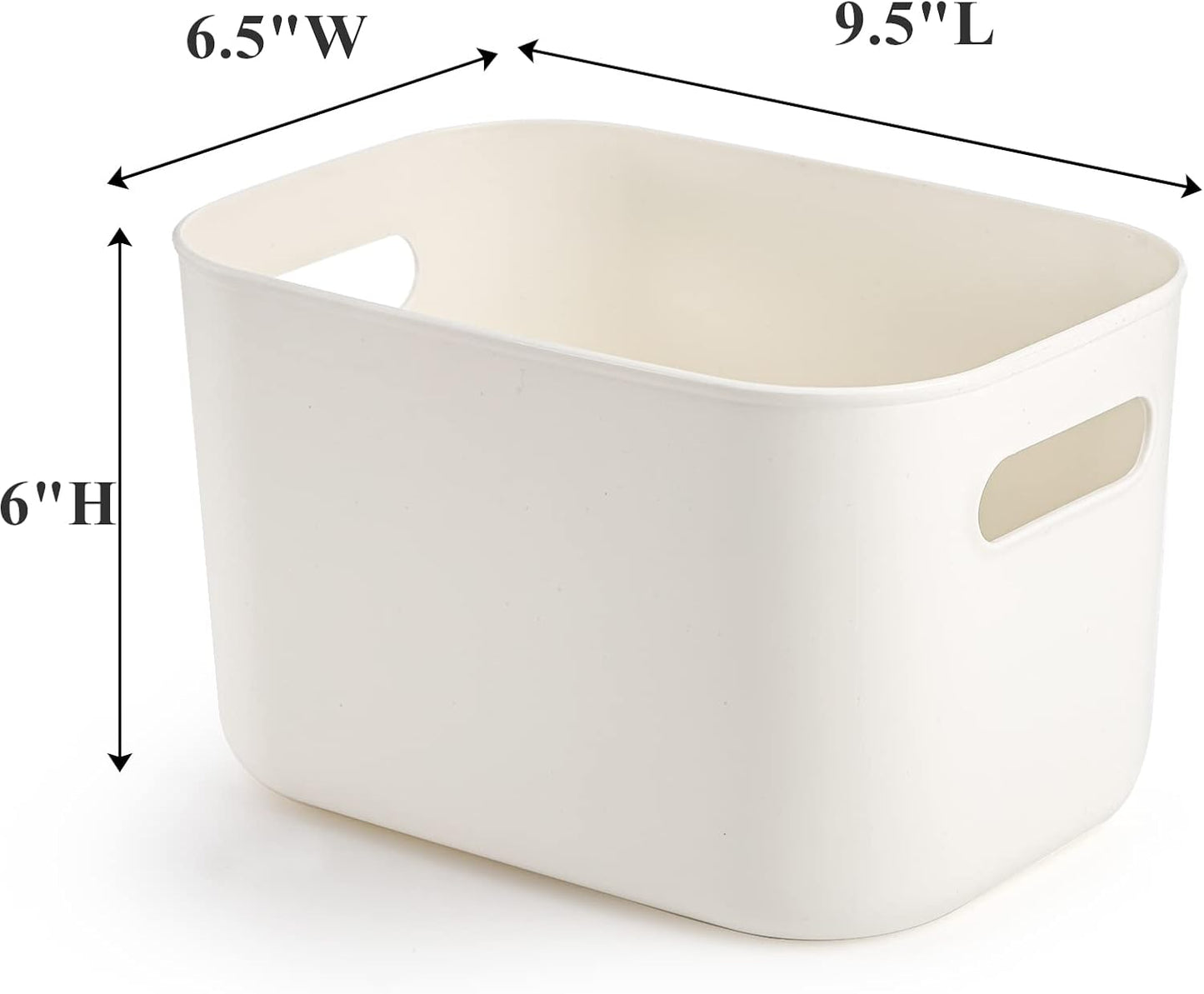 Yopay 6 Pack Plastic Storage Bin with Handle, White Bathroom Kitchen Organizer Bin for School, Office, Classroom, Hand Soaps, Shampoos, Lotion, Conditioners, Hand Towels, Cosmetic, Snacks, Seasoning