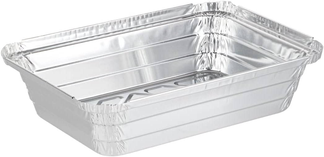 PARTY BARGAINS 4 lb Aluminum Pans with Board Lids, 50 Pack – 12 x 8 in Disposable Foil Roasting & Steam Table Pans for Catering, Takeout, Meal Prep, Oven Safe up to 240°C