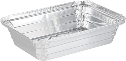PARTY BARGAINS 4 lb Aluminum Pans with Board Lids, 50 Pack – 12 x 8 in Disposable Foil Roasting & Steam Table Pans for Catering, Takeout, Meal Prep, Oven Safe up to 240°C