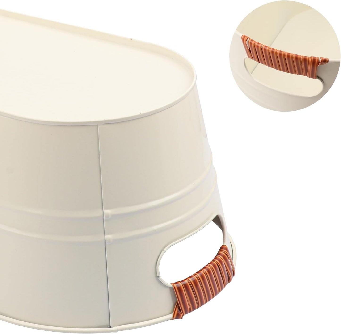 2-Pack 3 Gallon White Metal Beverage Tub, Galvanized drink Tub for Parties, Large Beverage Ice Tub with Carry Handles, Rust-Resistant Outdoor Champagne Cooler (15.3 × 9 × 6 in, White)